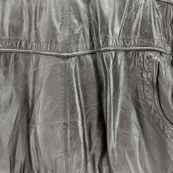 Vintage CITY STREETS Leather Jacket Mens XL Black Full Zip Deep Button Pockets - Picture 10 of 13
